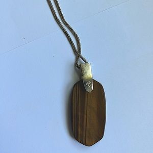 Kendra Scott Inez Pendant Necklace in Brown Tigers Eye/ Gold